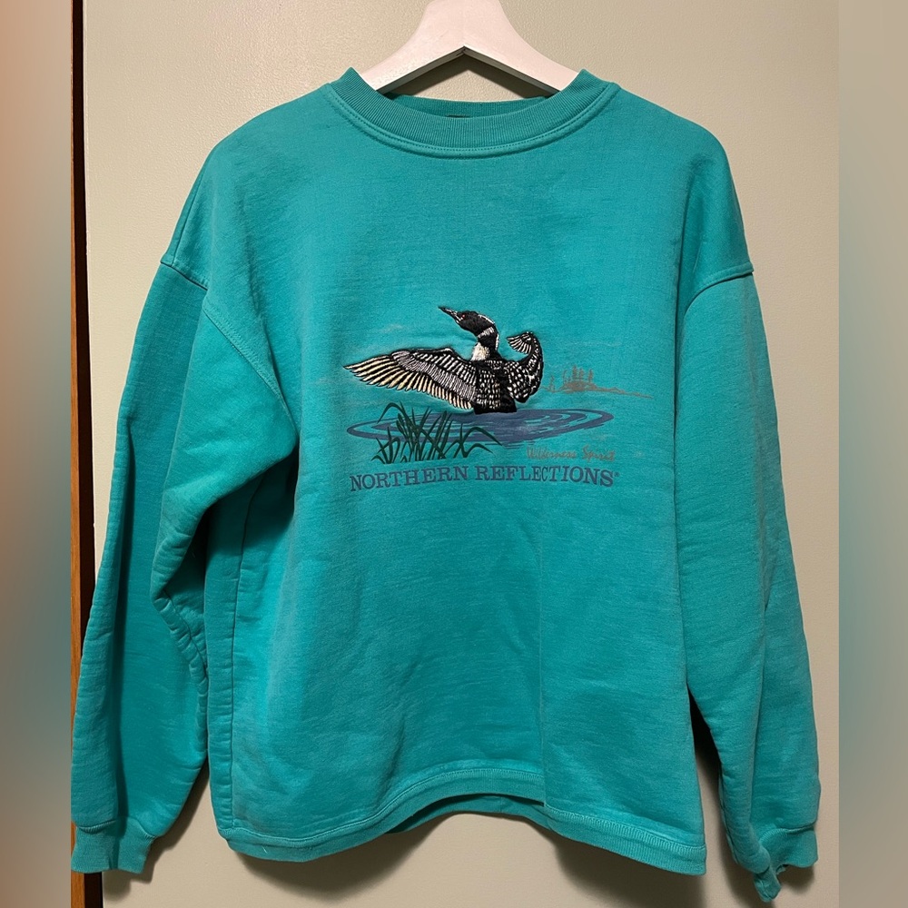 Vintage Teal Northern Reflections Sweatshirt size medium